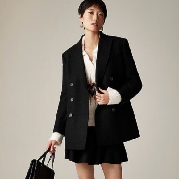 J. Crew Tailored Peacoat Italian Wool-Blend Melton Black - Picture 2 of 8